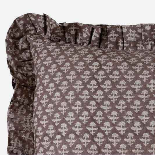 Designer "Draper" Floral Block Print Pillow Cover