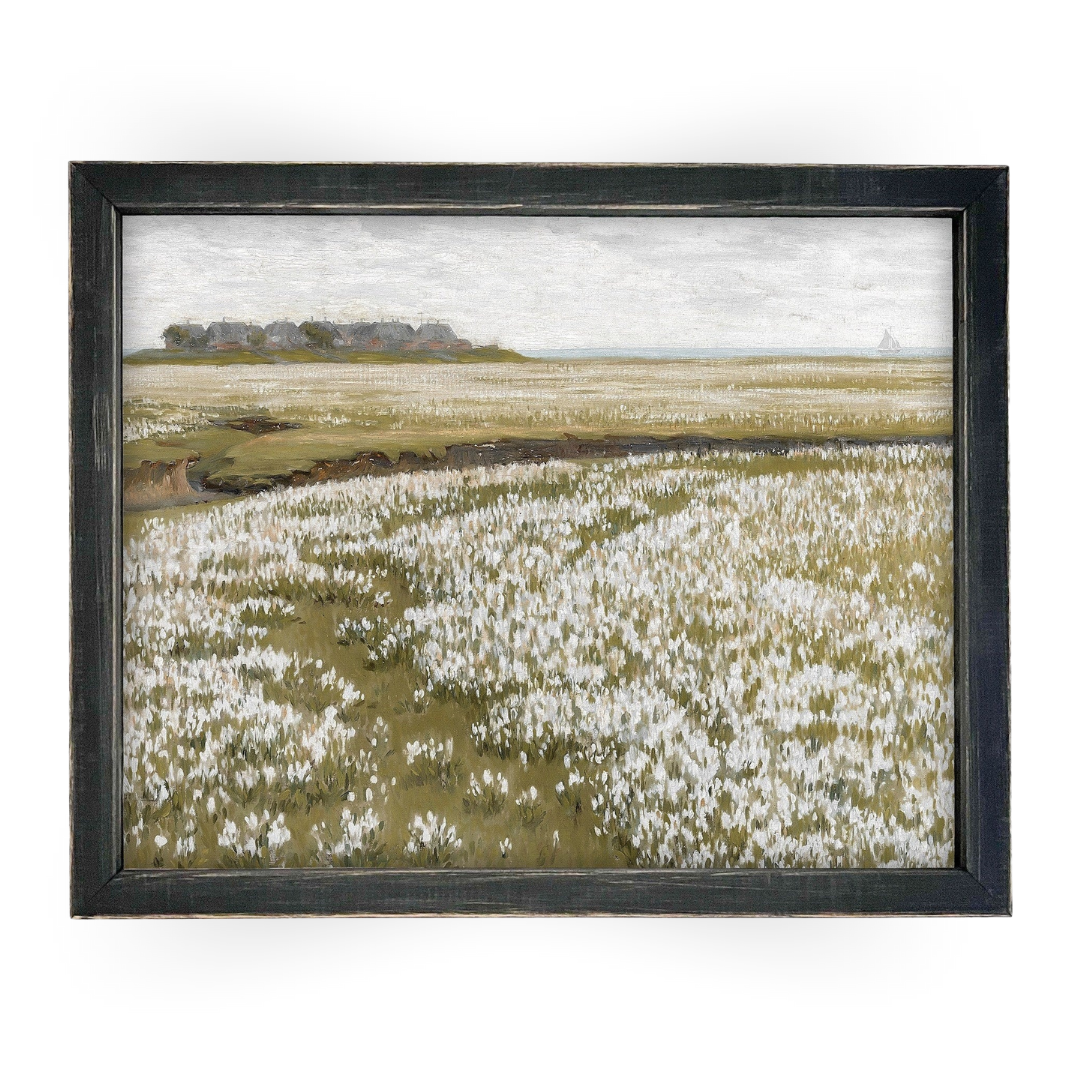 Vintage Framed Field of Wildflowers
