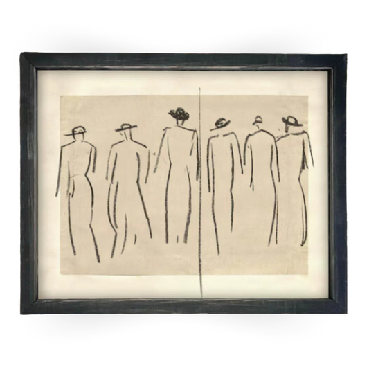 Vintage Framed Women Line Sketch