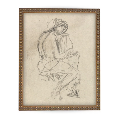 Vintage Framed Seated Woman Sketch