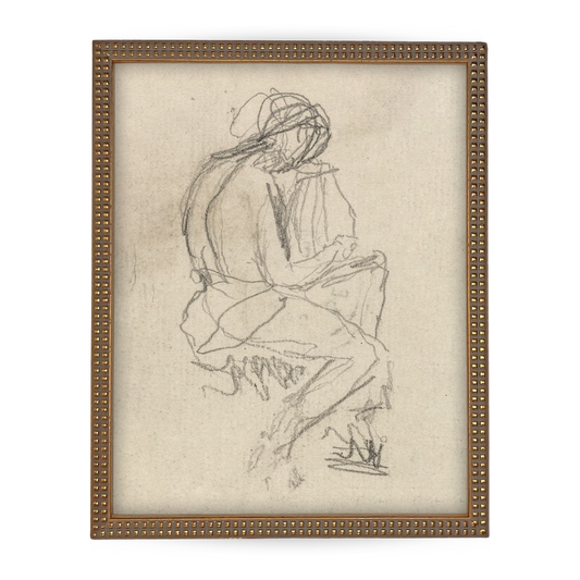 Vintage Framed Seated Woman Sketch