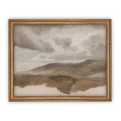 Vintage Framed Neutral Landscape