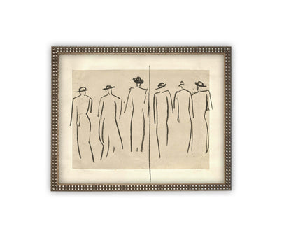 Vintage Framed Women Line Sketch