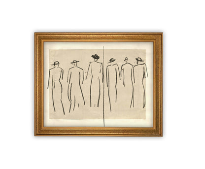 Vintage Framed Women Line Sketch
