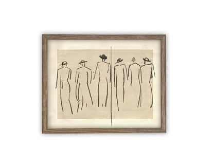 Vintage Framed Women Line Sketch