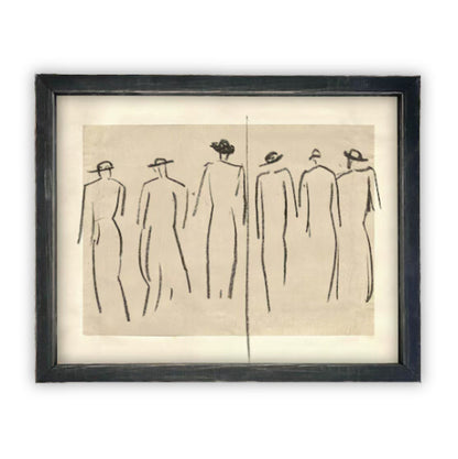 Vintage Framed Women Line Sketch